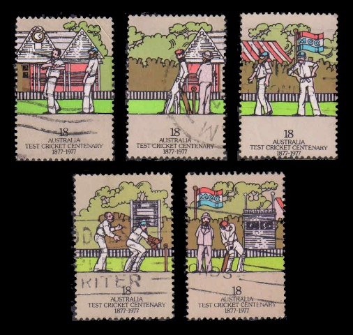 AUSTRALIA 1977 - Cricket, Set of 5, Used Stamps, S.G. 647-651