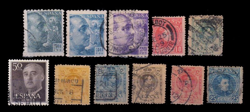 SPAIN - 10 Different Old Postage Stamps