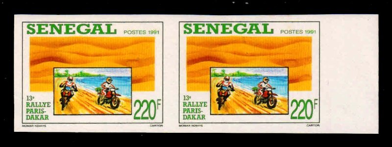 SENEGAL 1991 - Motorcycles, Paris Daker Rally, Imperf Pair with Side Margin, MNH, S.G. 1088