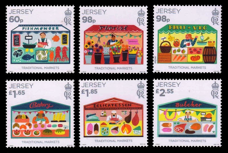 JERSEY 2023 - Traditional Markets, Set of 6 Stamps, MNH, Face £ 8.61