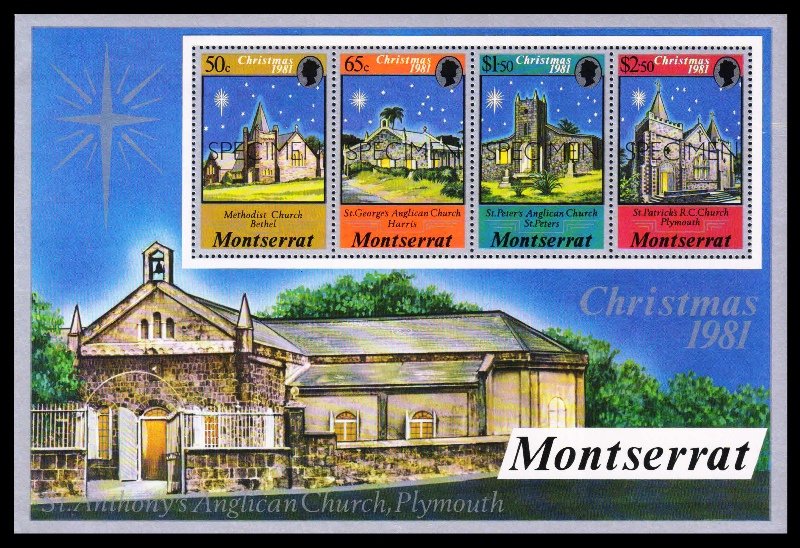 MONTSERRAT 1981 - Christmas, Churches, Miniature Sheet of 4 Stamps, MNH
