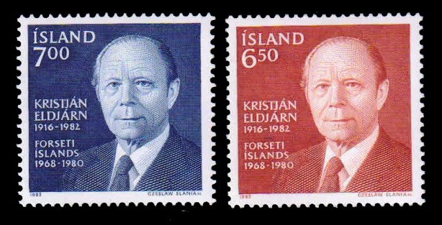 ICELAND 1983 - 1st Death Anniversary of President Eldjarn, Set of 2 Stamps, MNH, S.G. 639-640