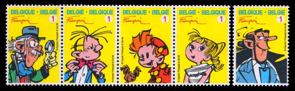 BELGIUM 2008 - 70th Anniversary of Spirou, Cartoon Character Drawn by Andre Franquin, Set of 5 Stamps, MNH, S.G. 4167, Cat. £ 23