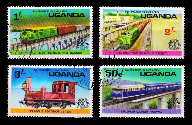 UGANDA 1976 - Railway Transport, Set of 4 Stamps, Used, S.G. 173-176