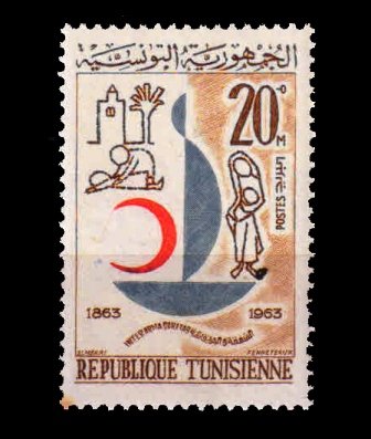 TUNISIA 1963 - Red Cross Centenary, 1 Value Stamp, MNH, S.G. 588