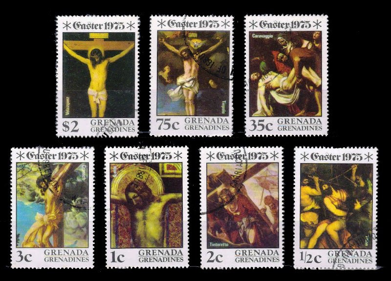 GRENADA GRENADINES 1975 - Easter Paintings, Artists, Set of 7 Stamps, Cancelled, S.G. 60-66