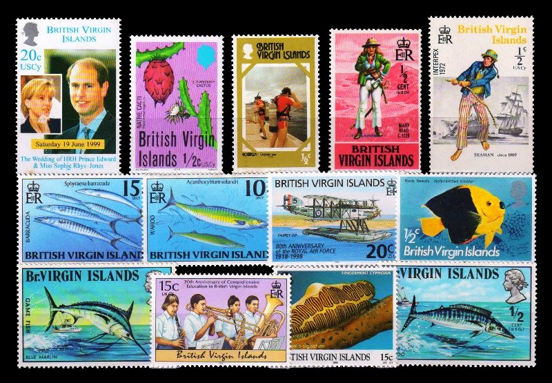 BRITISH VIRGIN ISLANDS - 13 Different, Thematic Stamps, MNH