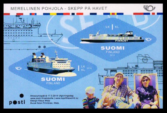 FINLAND 2014 - Ferries, Ship, Life at the Coast, Miniature Sheet of 2 Diamond Shaped Stamps, MNH, S.G. MS 2207, Cat. £ 14.50