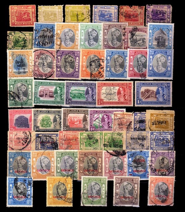 JAIPUR STATE (1904-1947) - 50 Different Stamps, Indian Feudatory State, Mint and Used Stamps