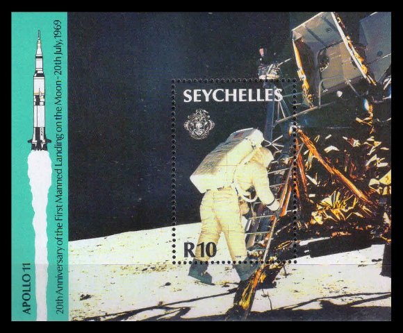 SEYCHELLES 1989 - 20th Anniversary of First Manned Landing On Moon, Apollo 11, Miniature Sheet, MNH, S.G. MS 750