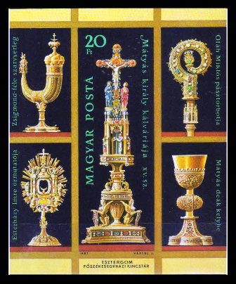 HUNGARY 1987 - Esztergom Cathedral Treasury, King Matthias Cross, Imperf Souvenir Sheet, MNH, S.G. MS 3775, Scott No. 3069