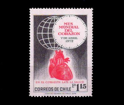 CHILE 1972 - World Heart Month, Human Heart, 1 Value, MNH, S.G. 689