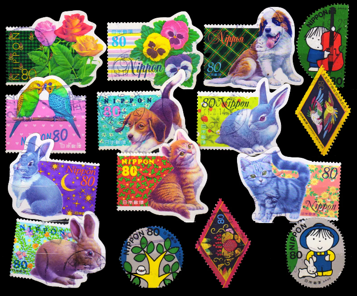 JAPAN Odd Shaped - 20 Different Thematic Used Exotica Flora & Fauna Stamps