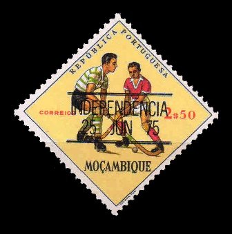 MOZAMBIQUE 1975 - Hockey Sport, Overprint Independence, 1 Value Stamp, MNH, S.G. 637