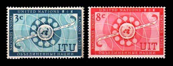 UNITED NATIONS 1956 - International Telecommunication, Set of 2, MNH, Old Stamps
