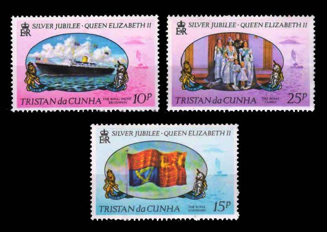 TRISTAN DA CUNHA 1977 - Silver Jubilee, Royal Family, Set of 3 Stamps, MNH, S.G. 212-214