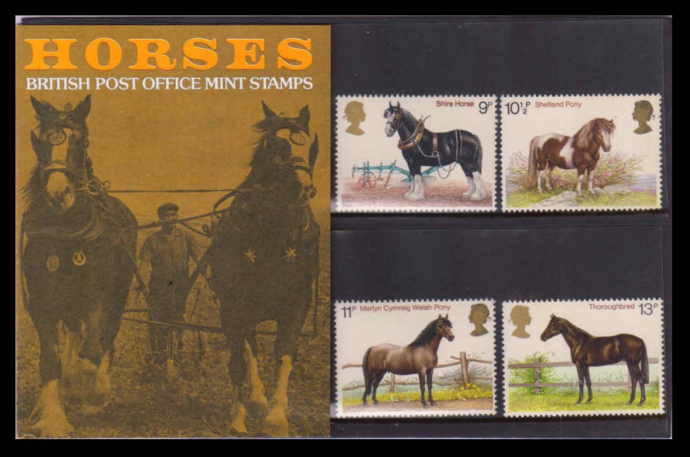 GREAT BRITAIN 1978 - Horse, Set of 4 Stamps, Presentation Folder, MNH