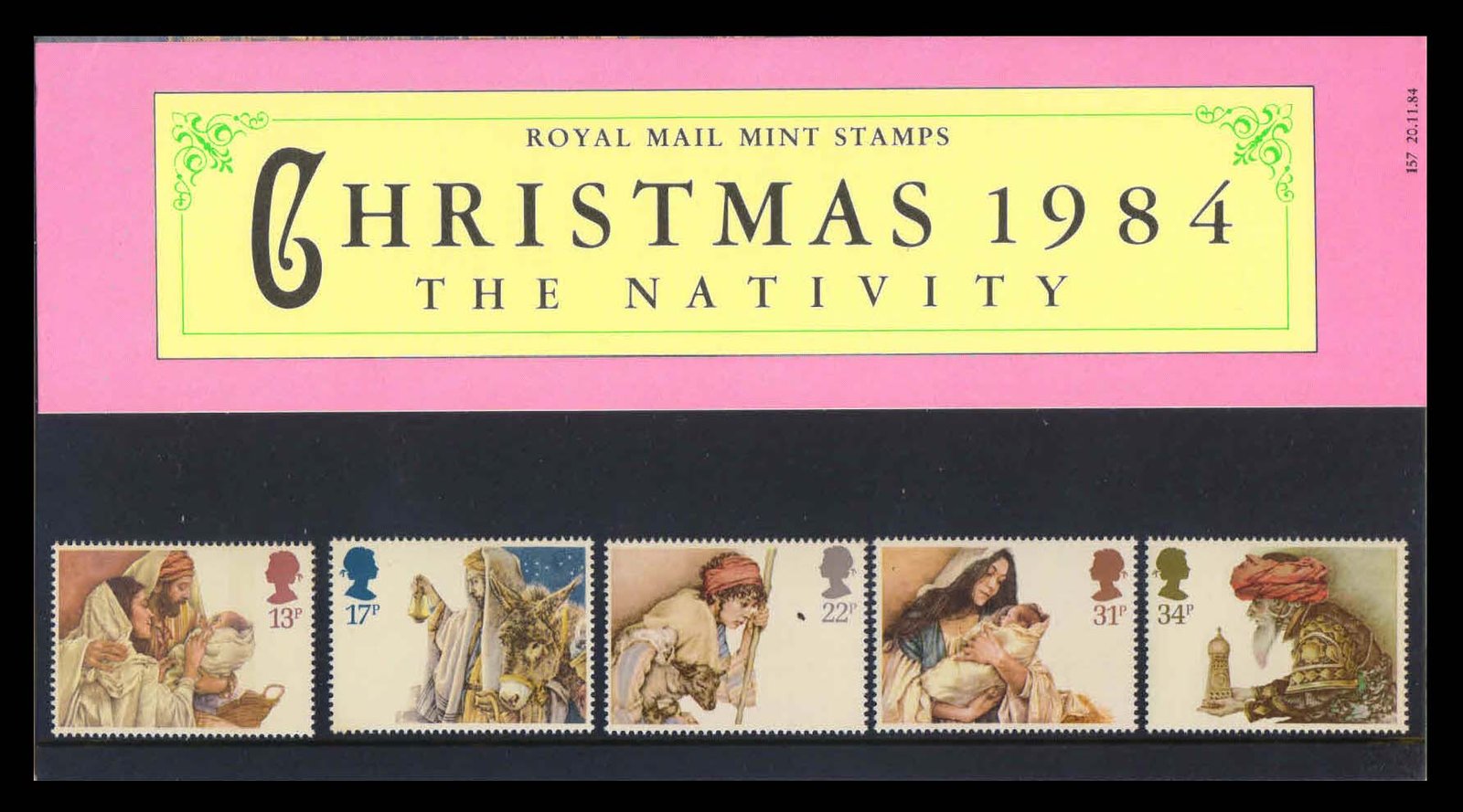 GREAT BRITAIN 1984 - Christmas, Set of 5 Stamps, Presentation Folder, MNH