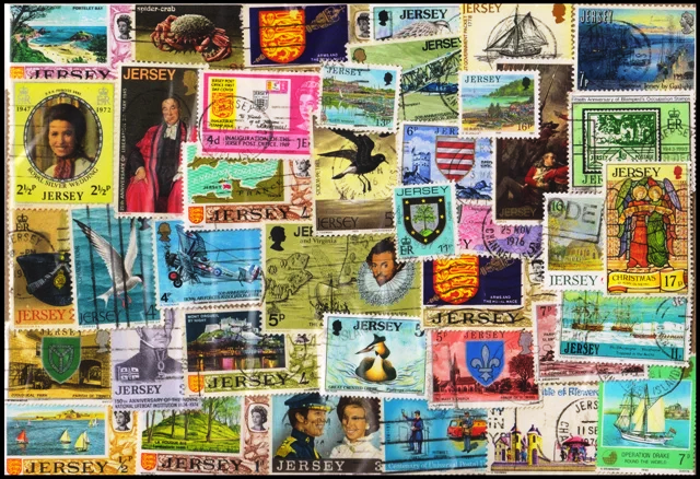 JERSEY - 190 Different, Small and Large Stamps