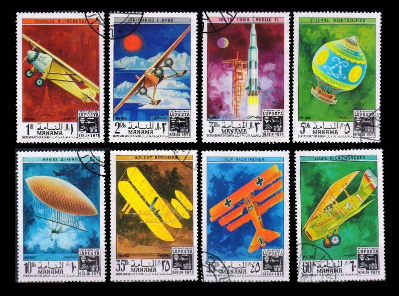 MANAMA 1971 - International Air Show, Aircrafts, Set of 8, Used Stamps
