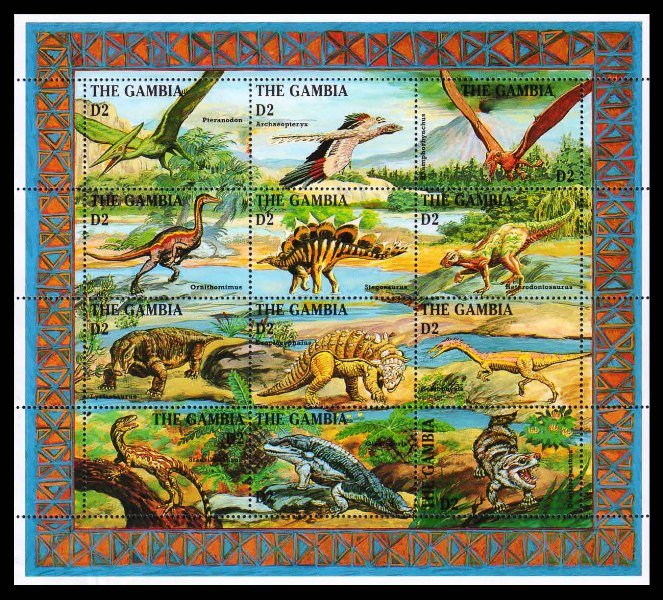 GAMBIA 1995 - Pre Historic Animals, Sheet  of 12 Stamps, MNH, S.G. 1938-1949