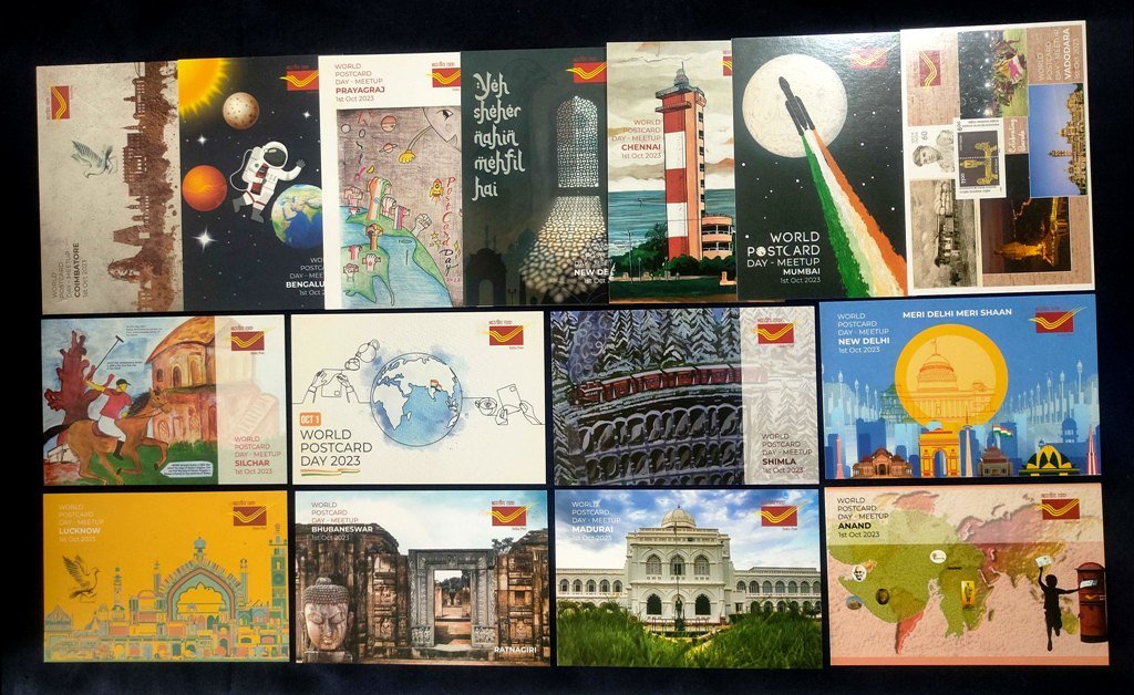 India 2023, World Postcard Day, Set Of 15 Picture Postcards, Issued By India Post