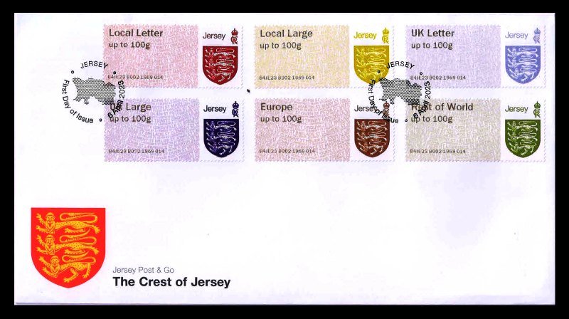 JERSEY 2023 - The Crest of Jersey, Set of 6 Stamps on First Day Cover