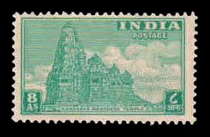 INDIA 1949 - Kandarya Mahadeva Temple (Khajuraho), Archaeological Series, 1 Value Stamp, Mint Hinged, White Gum, S.G. 318