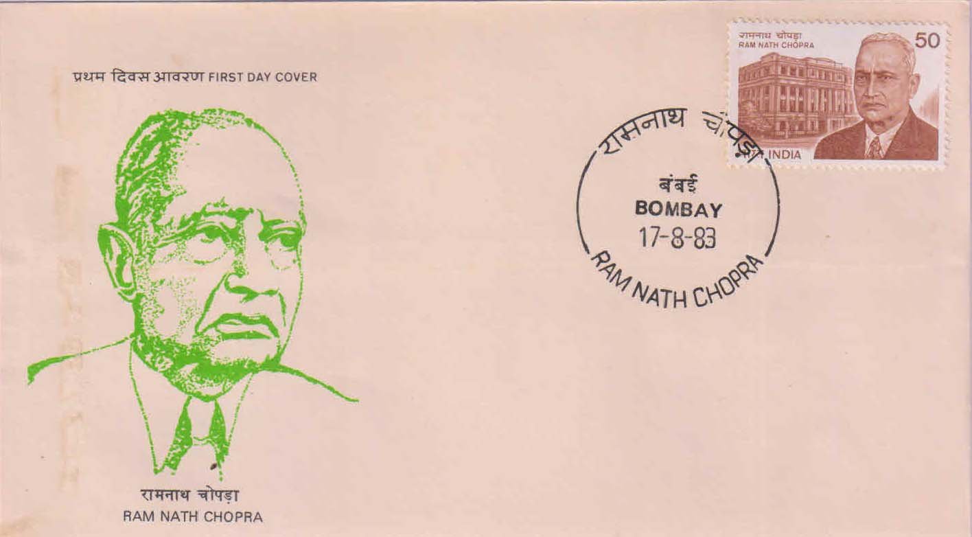 INDIA 17-8-1983, Ram Nath Chopra, 1 Value on First Day Cover