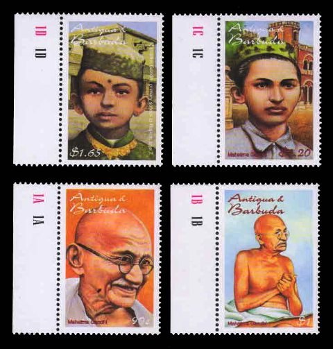 ANTIGUA AND BARBUDA 1998 - Mahatma Gandhi, 50th Death Anniversary, Set of 4 Stamps, MNH, S.G. 2743-2746