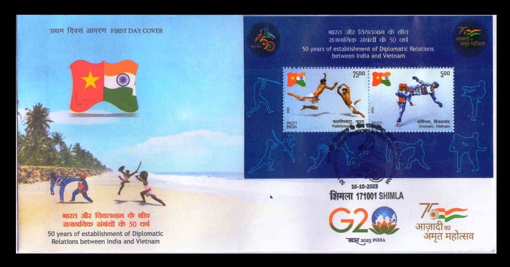 INDIA 16-10-23, Diplomatic Relations Between India and Vietnam, Miniature Sheet on First Day Cover