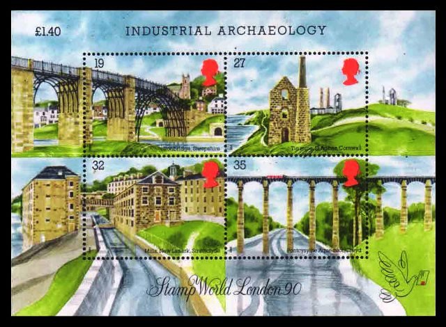 GREAT BRITAIN 1990 - Stamp World London 90, Stamp Exhibition, Industrial Archaeology, Miniature Sheet of 4 Stamps