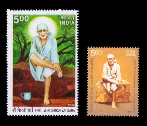 INDIA 2008 & 2017, Shri Shirdi Sai Baba, 2 Different Stamps, Hinduism, MNH