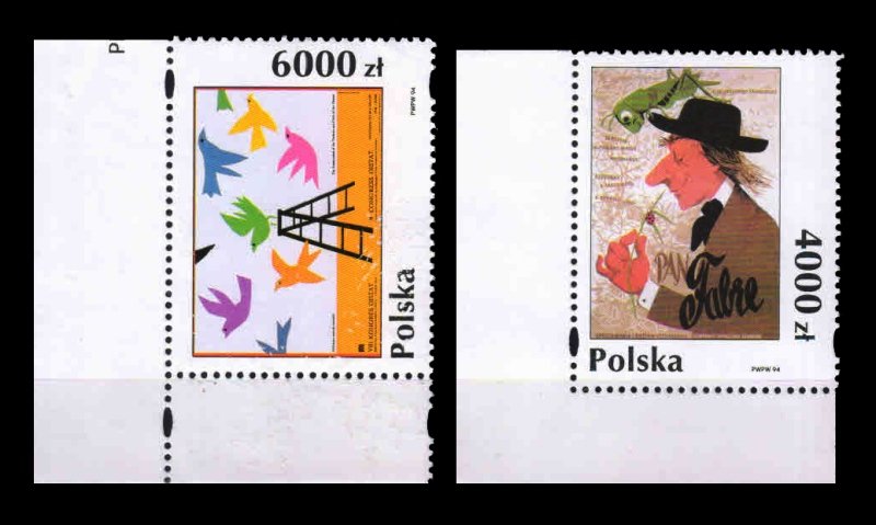 Poland 1994 - Poster Art, Monsieur Fabte, 8th OISTAT Congress, Set of 2 Stamps MNH, As Per Scan, S.G. 3523-3524