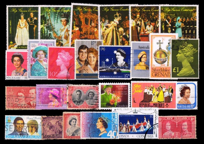 ROYAL FAMILY (Great Britain) - Worldwide 25 Different Stamps