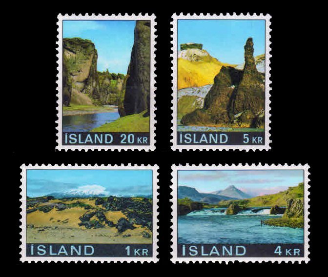 ICELAND 1970 - Landscapes, Mountain, Set of 4 Stamps, MNH, S.G. 465-468, Cat. £ 3.60