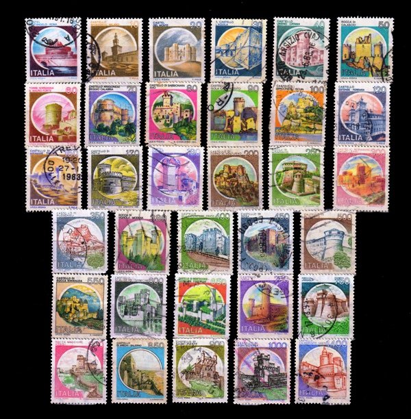 ITALY 1980- castles, Architecture, Complete set Of 33 Stamps, Used, S.G. 1649-1678