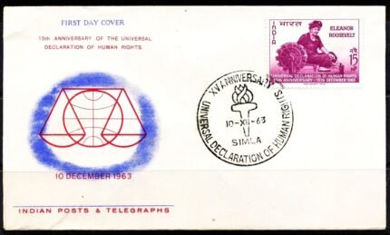 India 11-12-1963, Eleanor Roosevelt, Human Right, FDC 15 N.P.