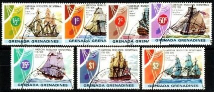 Grenada Grenadines 1976, Bicent. of American Revolution, Ships, Set of 7 Stamps, S.G. 176-182