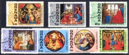 Grenada 1976 - Christmas, Painting Christian, Set of 7, Used, S.G. 841-847