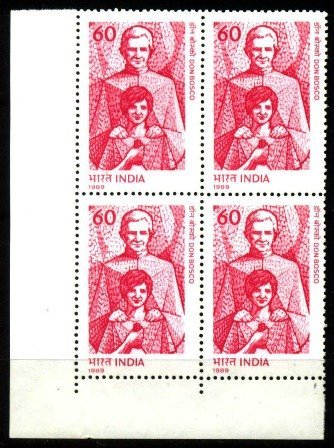 INDIA 31-1-1989, Don Bosco, 60 P. Block of 4 Stamps, S.G. 1362