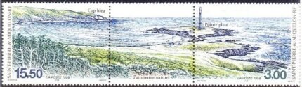 St. Pierre et Miquelon 1998, Natural Heritage, Light House, Cap, Blew Se-tenant Pair, S.G. 801-802, Set of 2 with Label, MNH