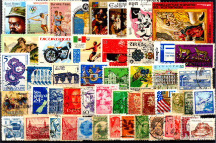 50 Different Stamps from 50 Different Countries, Small & Large