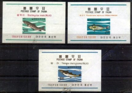 Korea South 1966- Korean Fishes- Marine Life, S.G. MS640-Set of 3 Sheets, MNH