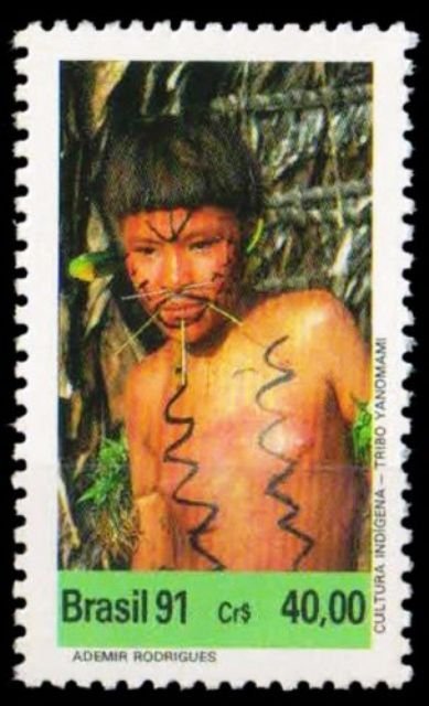 BRAZIL 1991-Indian Culture-Yanomani Youth in ceremonial paint-1 Value-MNH-S.G. 2478