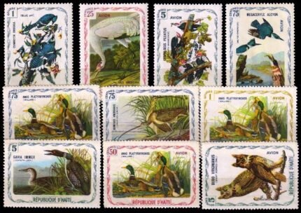 HAITI- Birds On Stamps, 10 Different Large Stamps