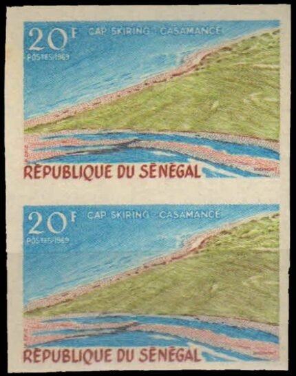 SENEGAL 1969-Tourism, Cape Skiring Casamance, vertical Imperf Pair, MNH, S.G. 415