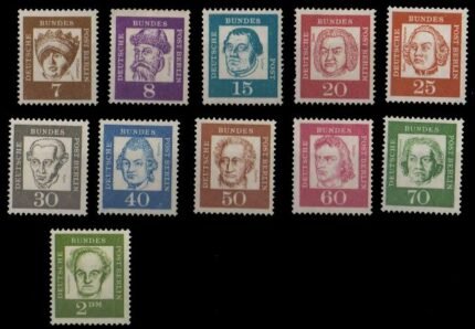 WEST BERLIN 1961-Famous Germans Definitives Series-11 Different Stamps, MNH, S.G. B 195-B 207