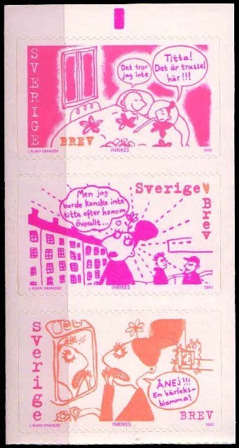 SWEDEN 2002-Love & Miss Terrified By Joanna Dranger (Book)-Set of 3, Self adhesive-MNH, S.G. 2195-2197