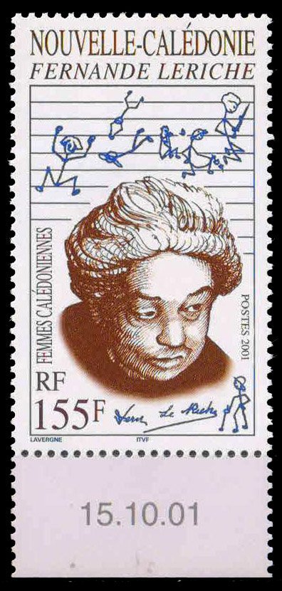 New Caledonia 2001, Fernande Leriche, Author, 1 Value, MNH, S.G. 1242